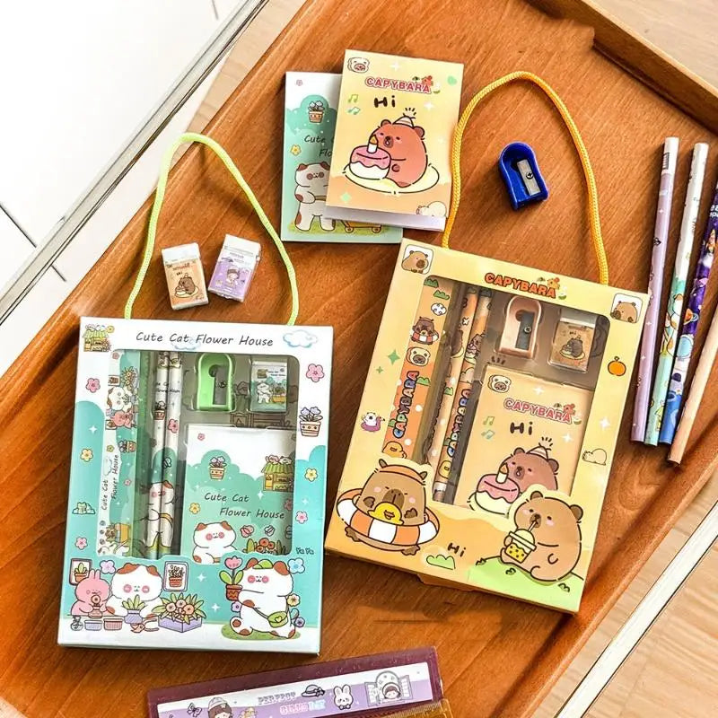 Cute Cartoon Capybara Pencil Stationery Kawaii Eraser Sharpener Qme