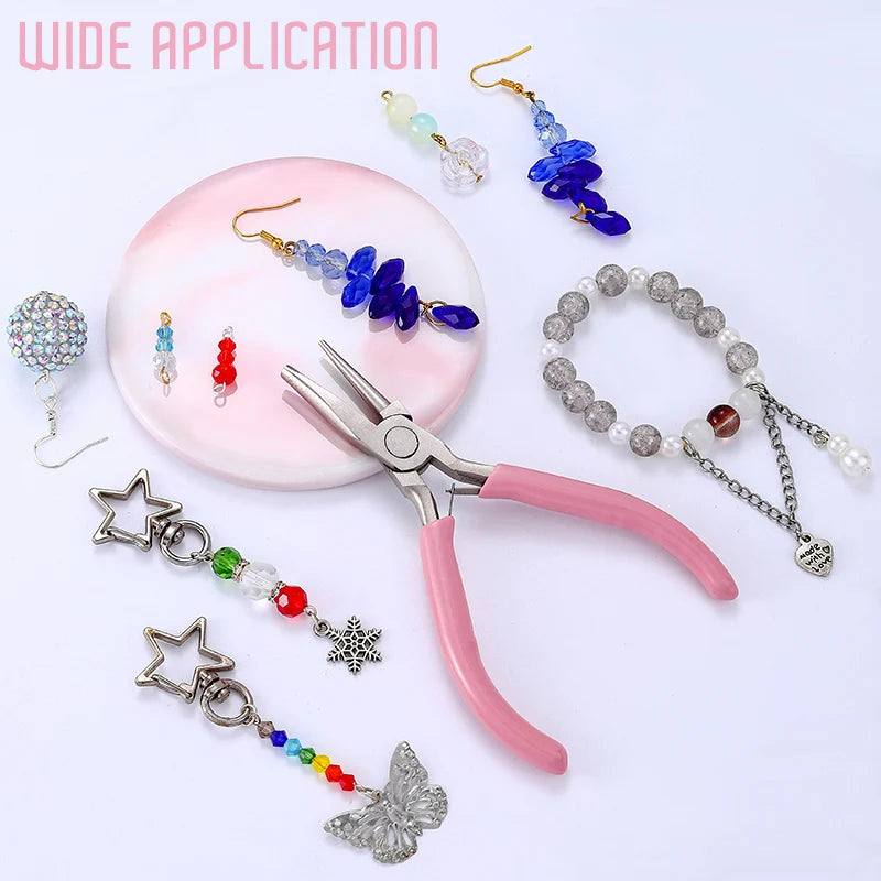 Pink Round Concave Pliers Wire Looping Mini Precision Pliers Wire Bending Tools for DIY Jewelry Making Eye Hobby Projects Qme
