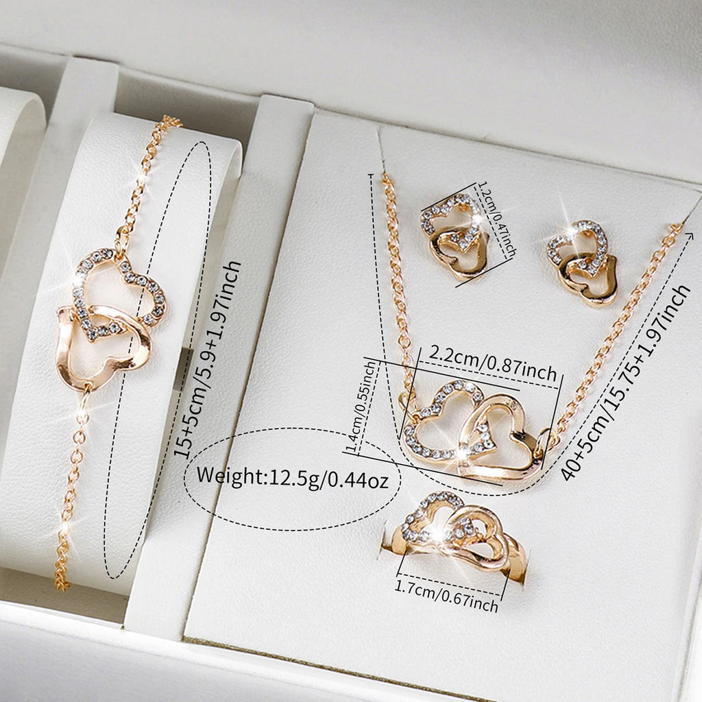 6PCS Luxury Rhinestone Women Watch Jewelry Set Ladies Fashion Alloy Strap Quartz Wristwatch Reloj Mujer Girls Clock(Without Box) Qme