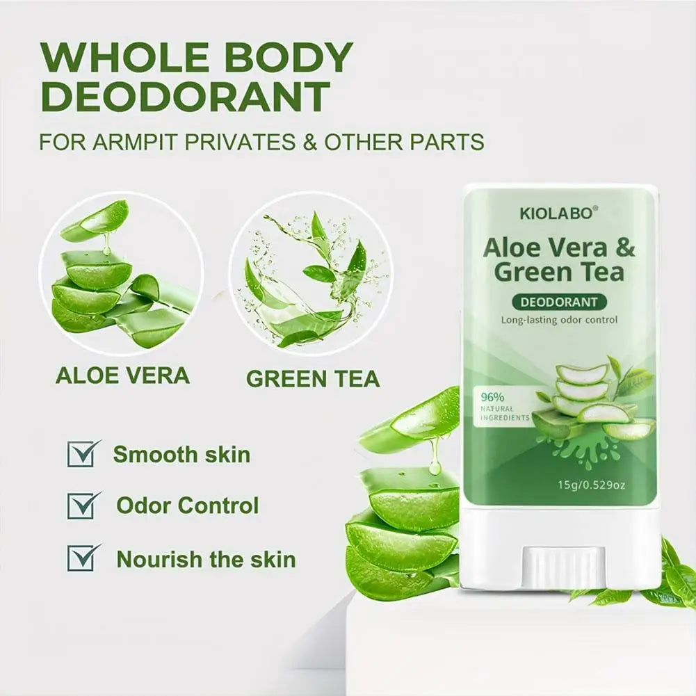 Aloe Vera Green Tea Deodorant Stick Travel Friendly Hygiene Essential Qme