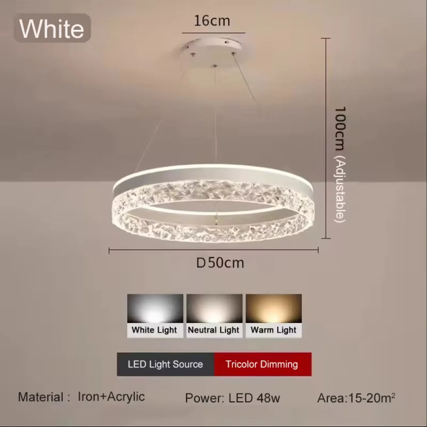 Simple Modern Ceiling Chandelier Adjustable Indoor Lighting High LED 3 Color for Living Room Dining Room Bedroom Decor Ornament Qme WHITE 220V