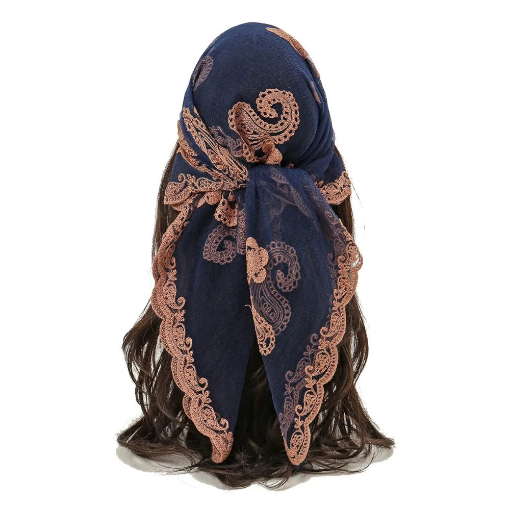 Embroidered Lace Embroidery Square Scarf Thin Cashew Pattern Lace Headwrap Breathable Fabric Lace Trim Lace Shawl Headband Qme Style 3