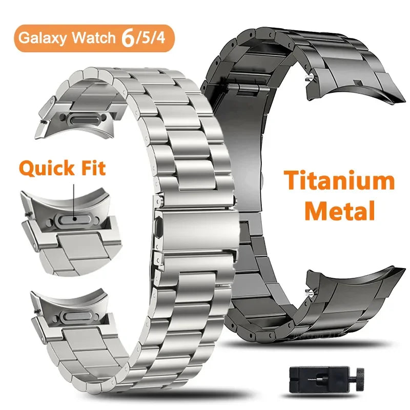 Titanium Stainless Steel Strap for Samsung Galaxy Watch 6 Classic 43 47mm 40/44mm Band for Galaxy Watch 6 5 4 No Gaps Wristband Qme