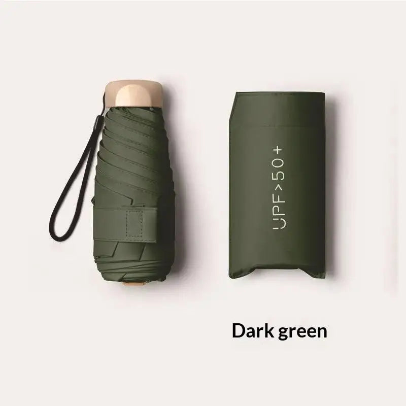 Compact Travel Mini Umbrella Uv Protection Capsule Umbrella 5 Fold Ultra Lightweight Sun Shade Umbrella Portable Manual Qme B metal-fiber composite 6K