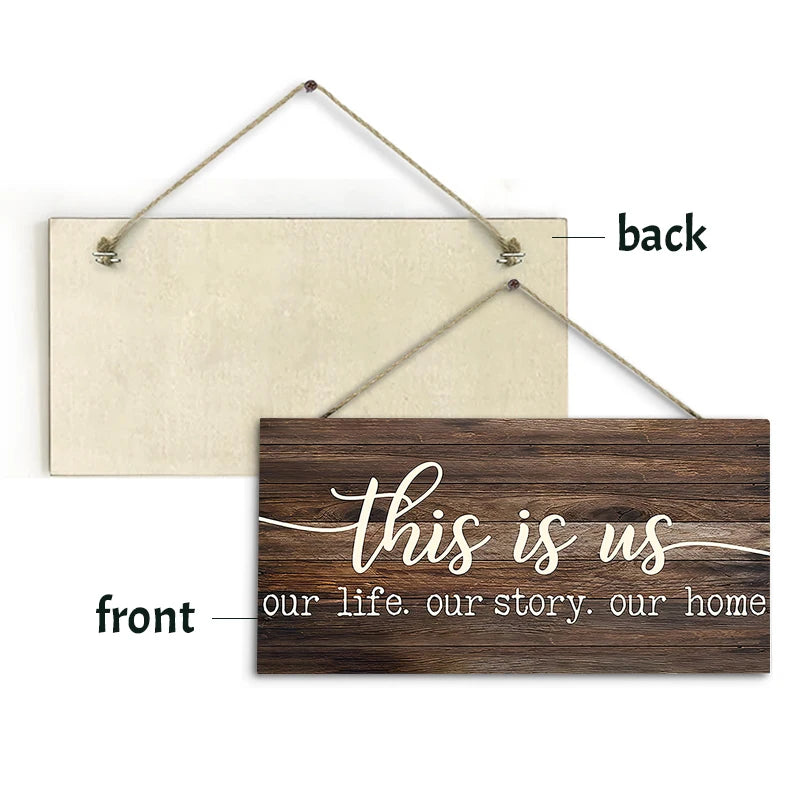 Rustic This is us Wall Hanging Decor Wood Art Plaques Sign Door Sign for Home Living Room Kitchen Decor Qme
