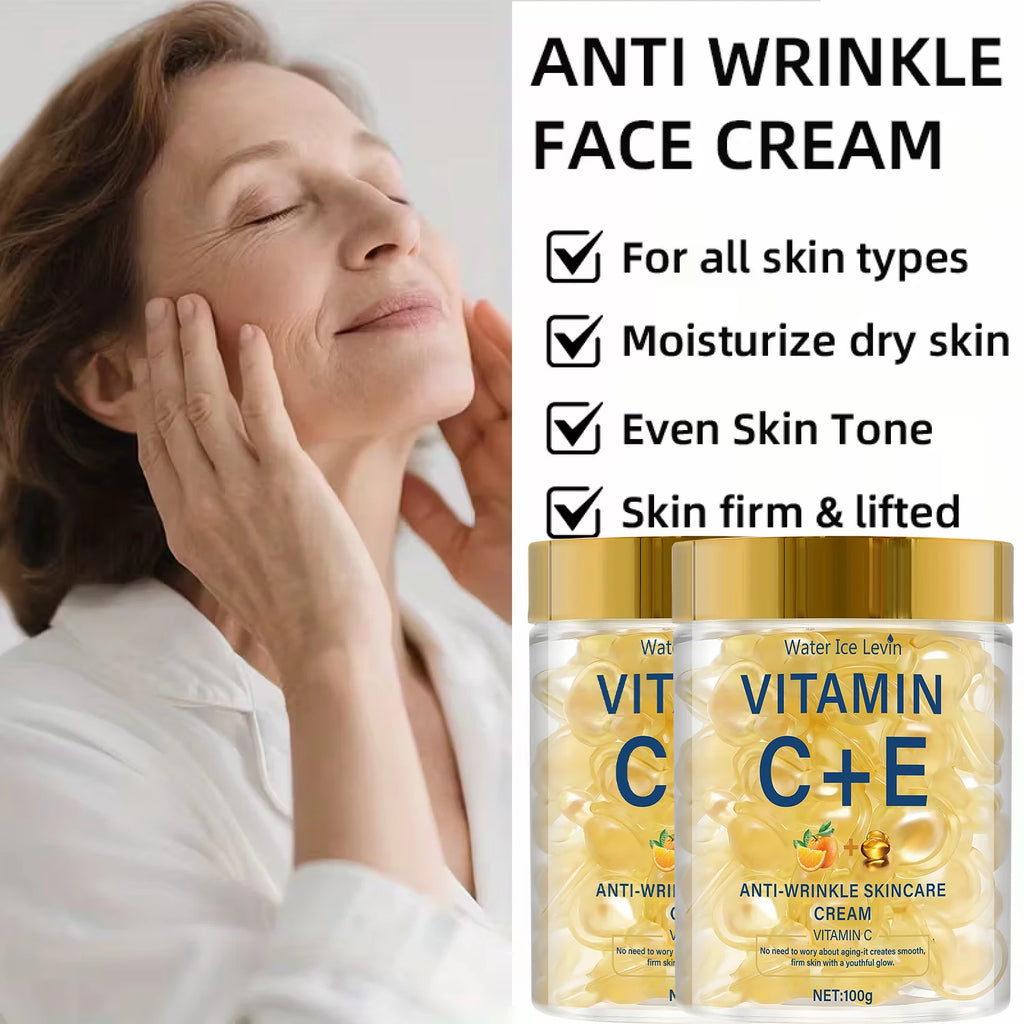 Vitamin C+E Anti-Wrinkle Skincare Cream with Retinol & Hyaluronic Acid for Moisturizing, Protecting & Smoothing Skin. Qme