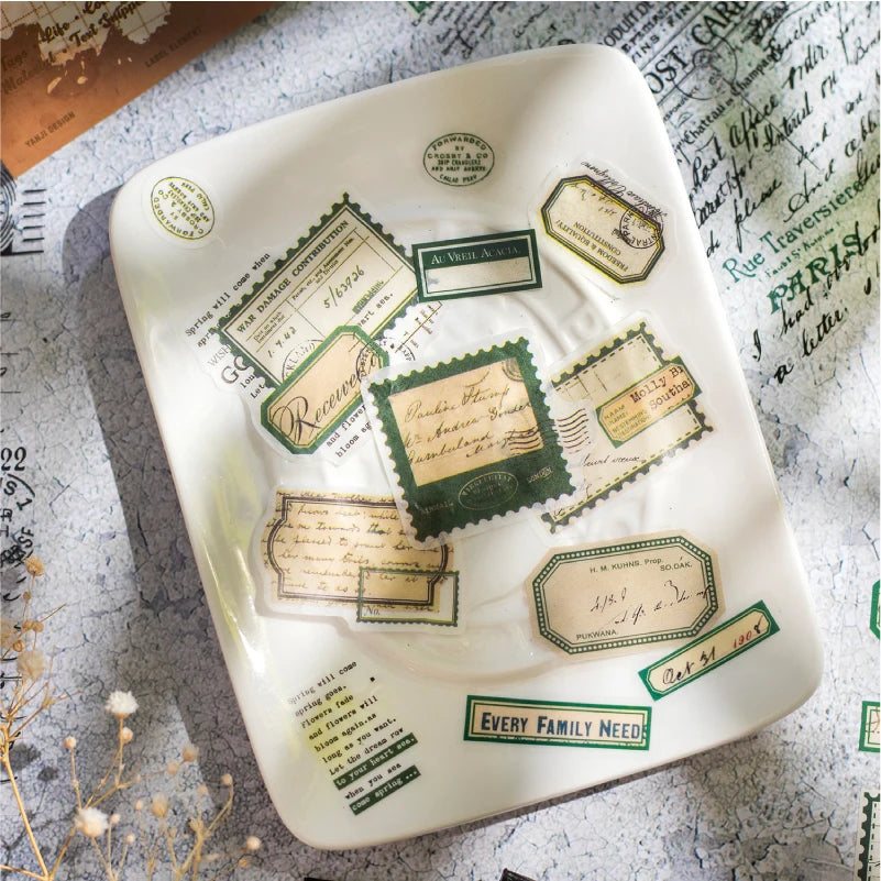 16 Sheets Reader tags Series Vintage style Die Cut Sticker Book DIY Junk Journal Diary Scrapbooking Material Stationery Stickers Qme