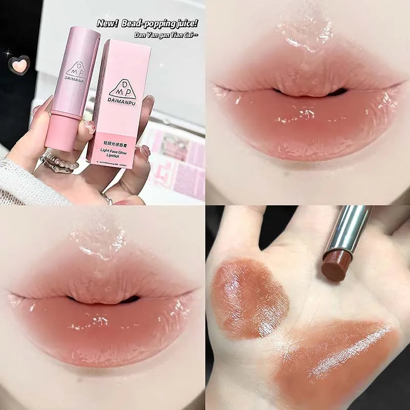 Hydrating Rose Brown Lipstick Waterproof Mirror Gloss Color Lip Balm Long-Lasting Wear Natural Shiny Finish Non-Drying Lip Care Qme 01