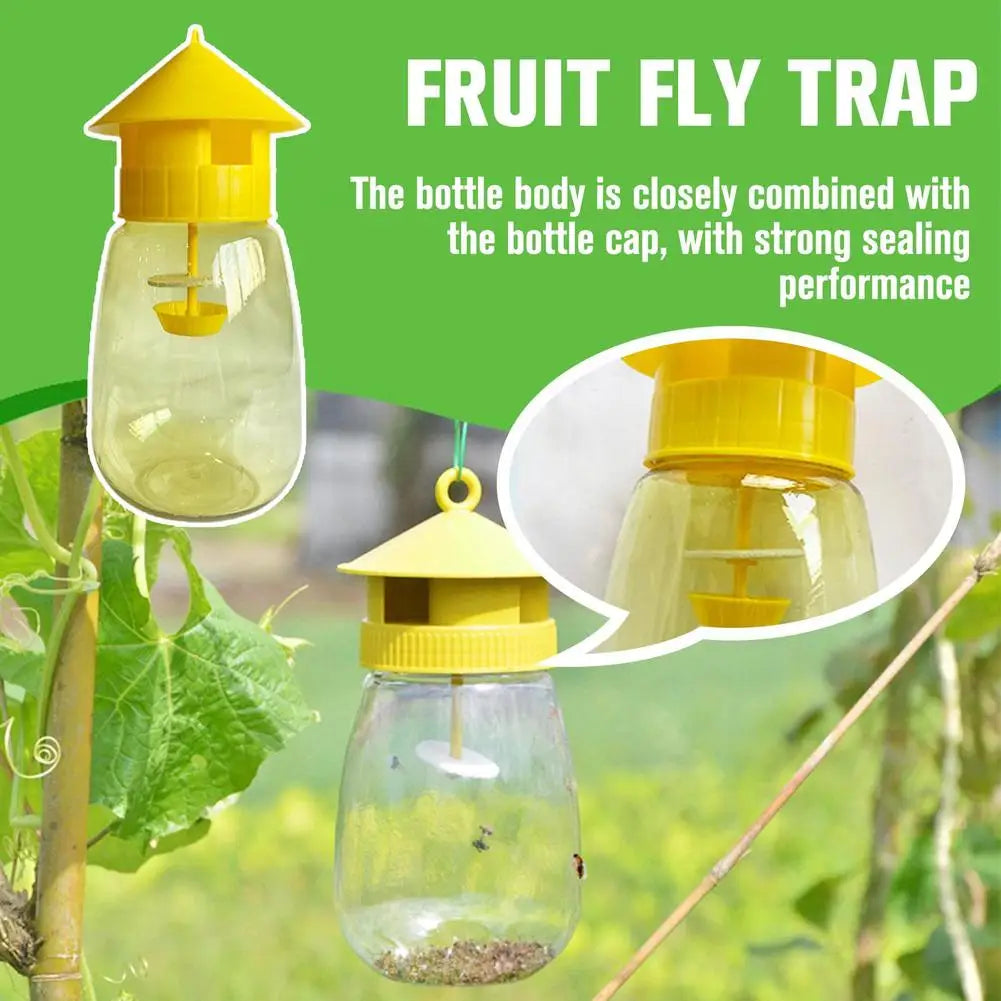 Fruit Fly Trap Killer Yellow Plastic Drosophila Trap Anti Fly Fruit Fly Killer Catcher Orchard Insect Trap Pest Control Tool Qme