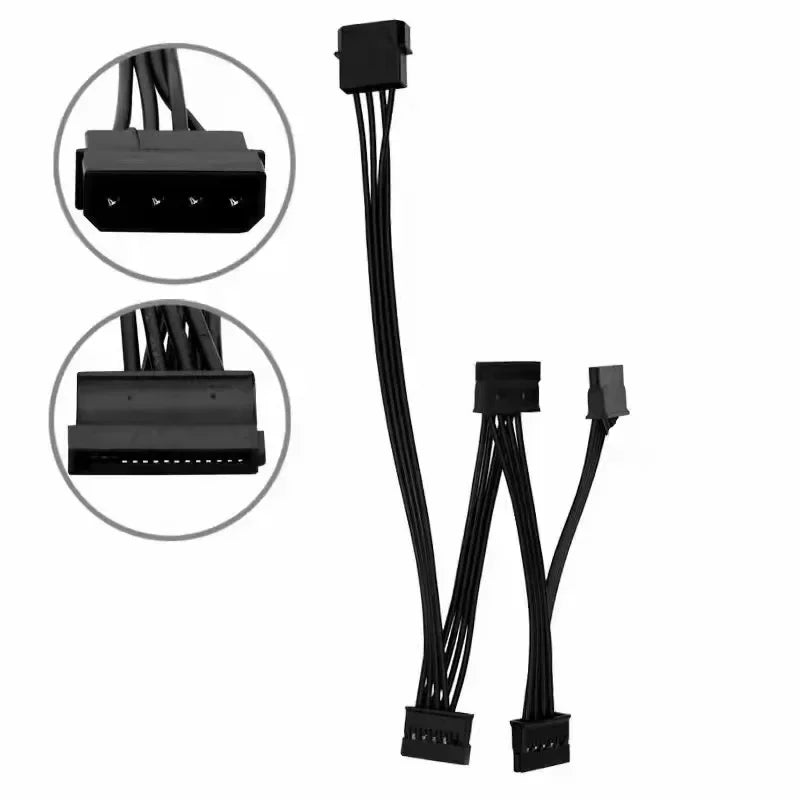 4 Pin Male To SATA 15 Pin Female Power Supply Cable 1 To 5 Cord Hard Drive IDE Molex To 5-Port 15Pin SATA Power Cable 30 Inch Qme