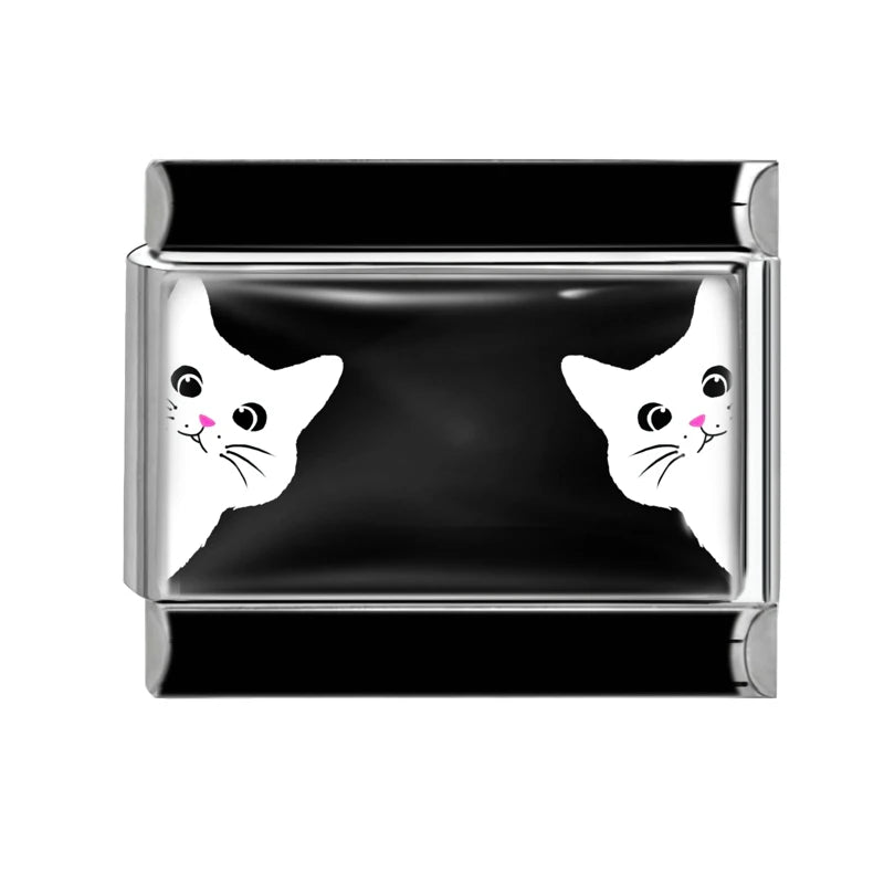 Wholesale Colorful Dog Cat Black Sun Moon Eye Italian Charm Links Fit 9mm Stainless Steel Bracelet Women Jewelry DIY Making Gift Qme Style 11