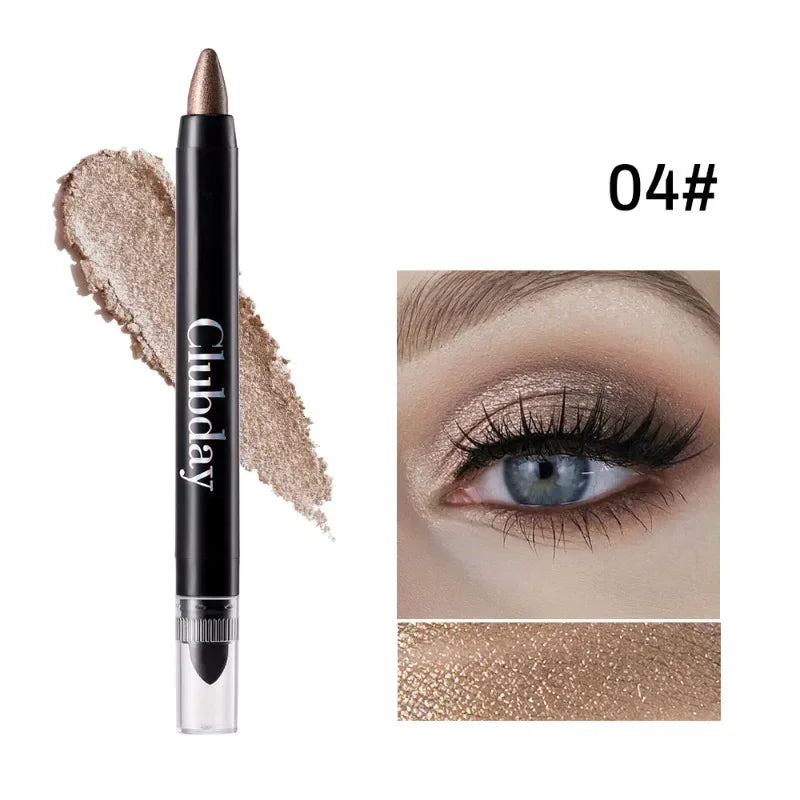 Double-sided Eyeshadow Stick Highlighter Brightening Pen with Pearlescent Glitter Matte Finish Shimmer Pigment Lasting EyeShadow Qme 04