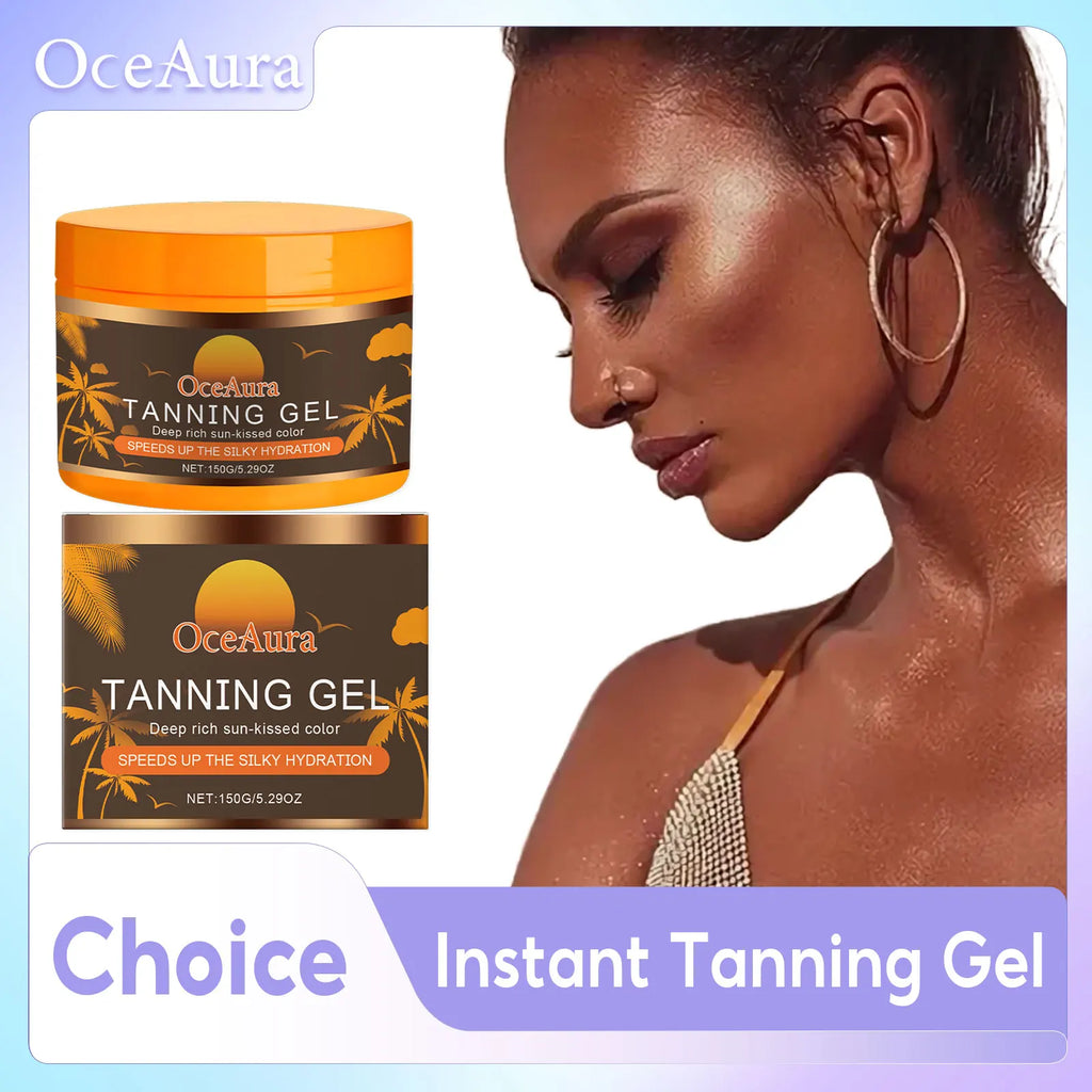 OceAura Intensive Tanning Gel Sun Kissed Accelerator of Tanning Body Bronzer Shimmer UV Protection Sun Tanning Cream Moisturizer Qme