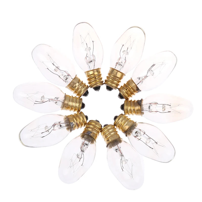 E12 120V 7W Transparent Warm Yellow Tungsten Lamp Light Bulb Qme