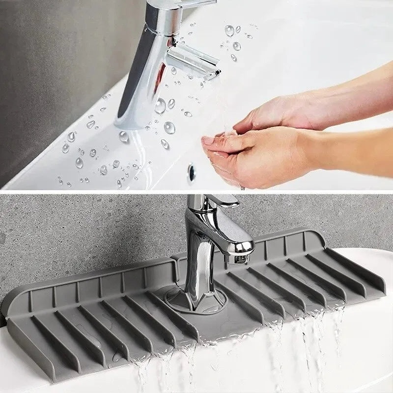 Silicone Faucet Mat Dish Soap Sponge Holder Sink Kitchen Countertop Drying Mat Bathroom Kitchen Sink Splash Guard Drain Pad Qme