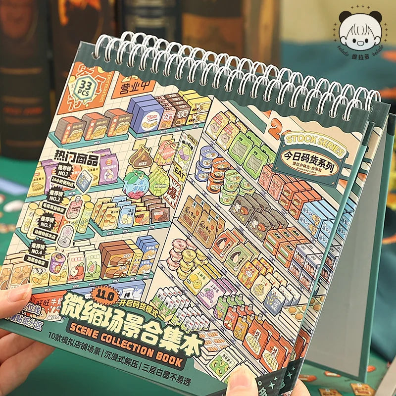 Cartoon Miniature Scene 32 pcs 3D Landscaping Stickers Book DIY Cabin Scene Stacking and Pasting Hand Account Kawaii Stationery Qme