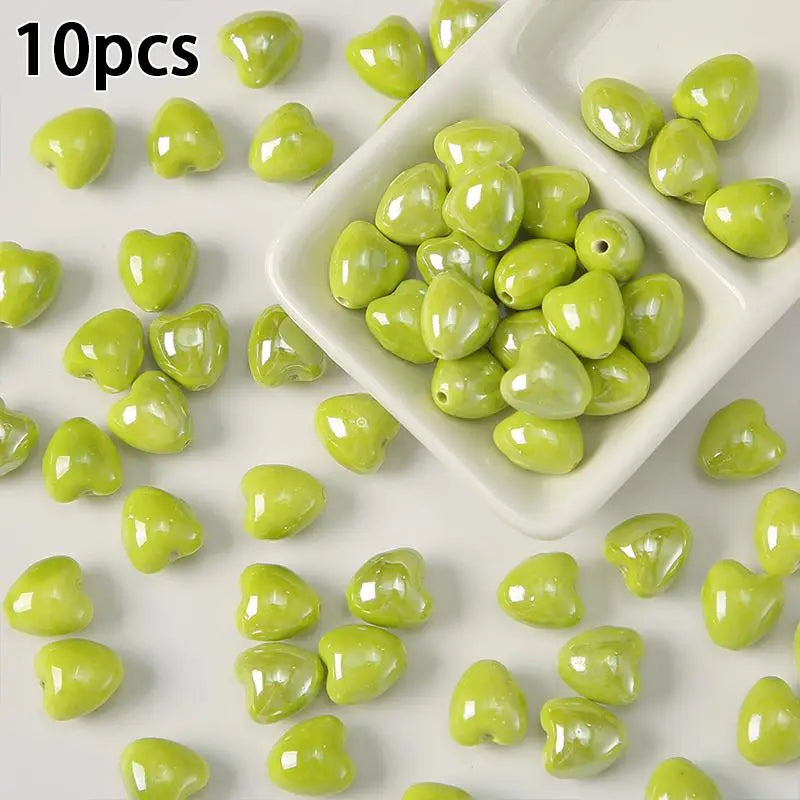 10Pcs Ceramic Loose Beads, DIY Jewelry Making Supplies for Necklaces & Earrings, Ceramic Pendants for Crafting Accessories Qme A10