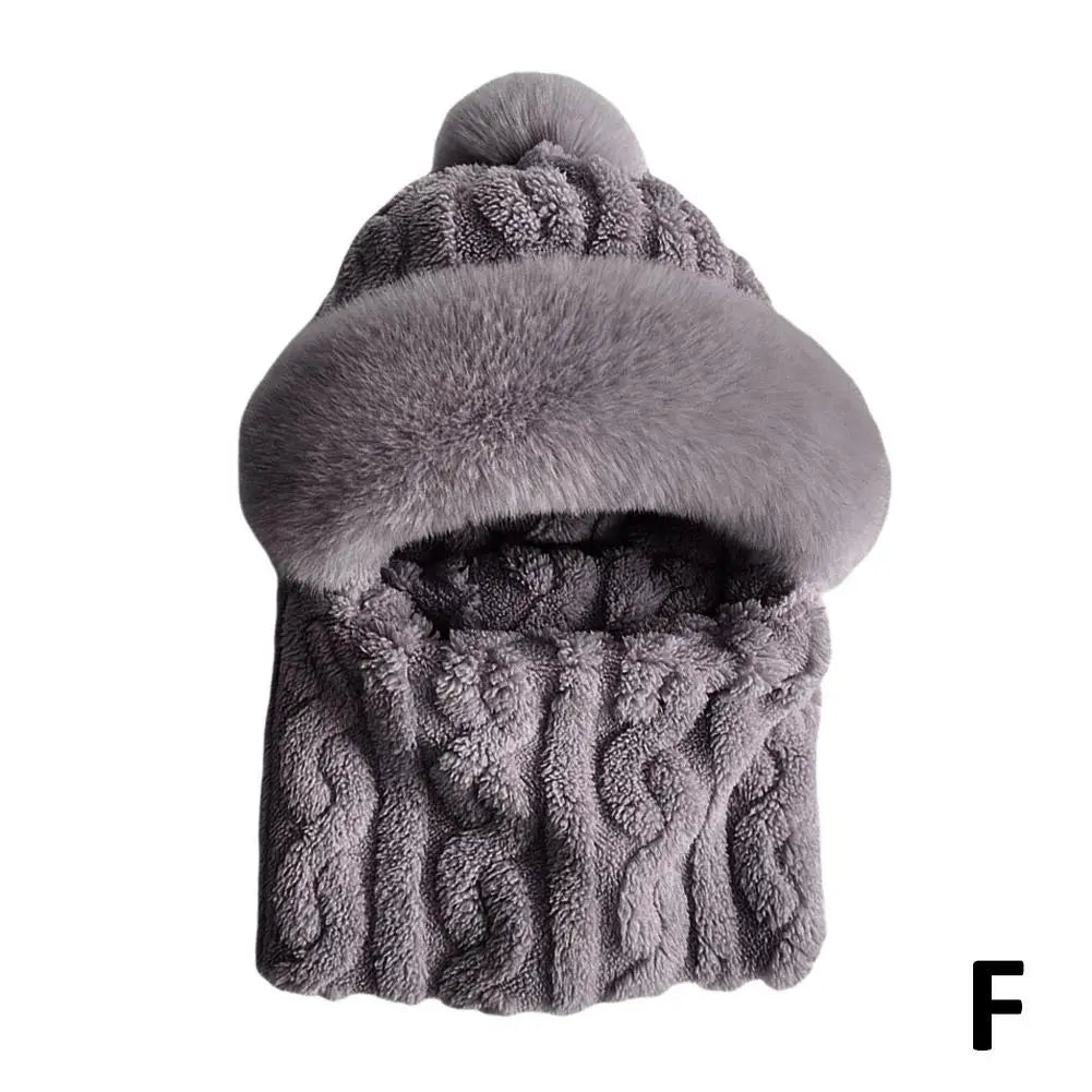 Women's Autumn Winter Thickened Scarf Mask Integrated Ear Protection Windproof Hat Parent-Child Children's Warm Head Cover Cap Qme Gray One size