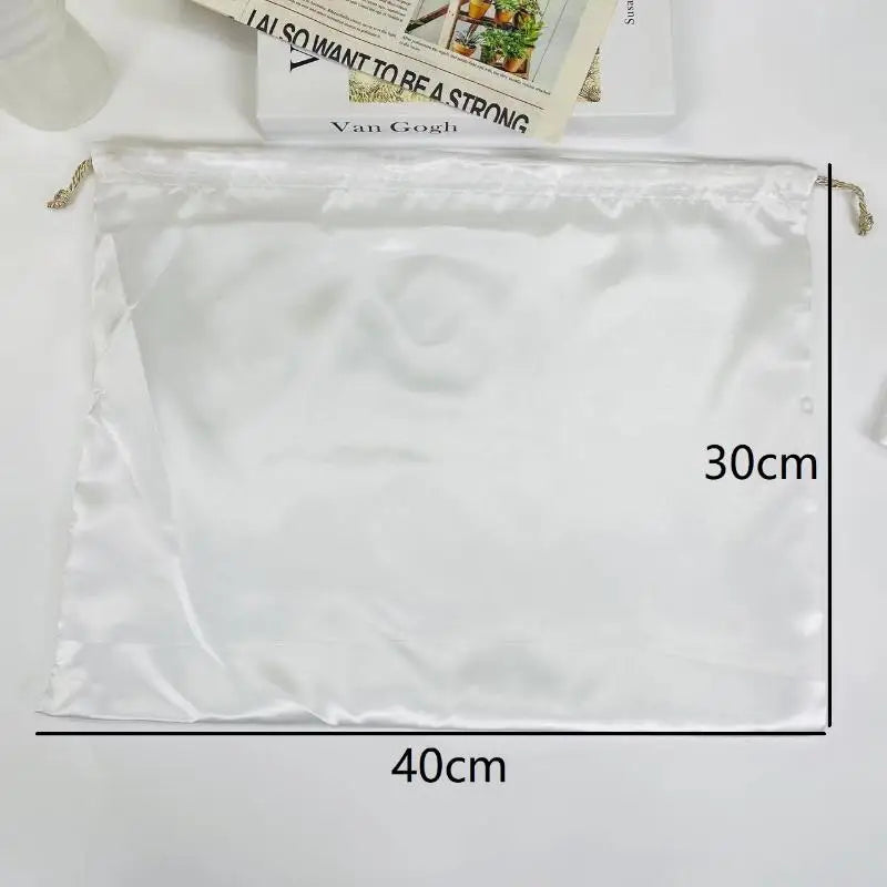 Dustproof Travel Drawstring Pouch Thick Dust Cover Storage Bags Qme M White