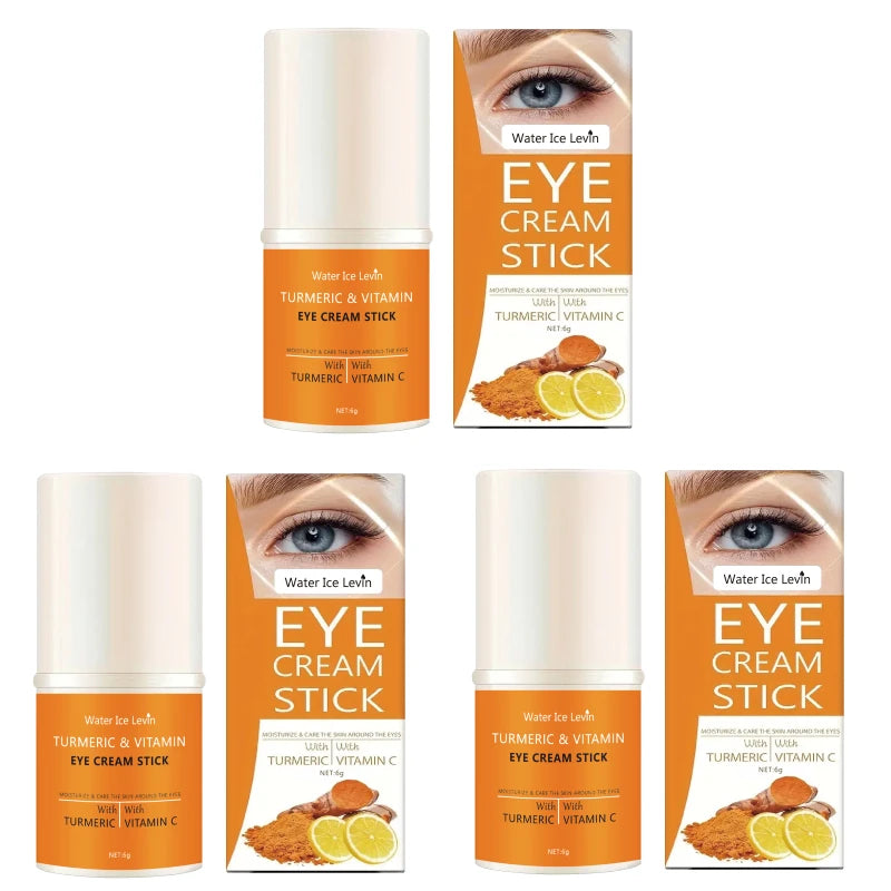 Turmeric vitamin c eye cream stick nourish skin, improve fine lines, relieve eye bags and dark circles, brighten eye skin Qme 6g 3pcs A Box