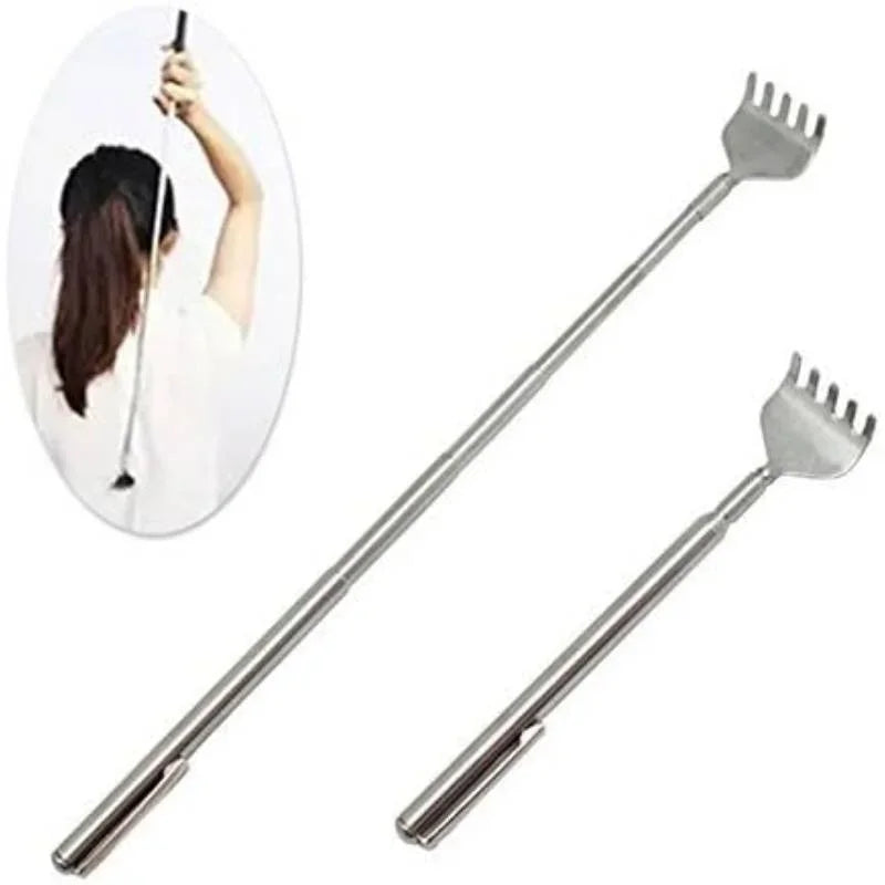 Pen Shaped Telescopic Back Body Itch Back Scratcher, Silvery Qme