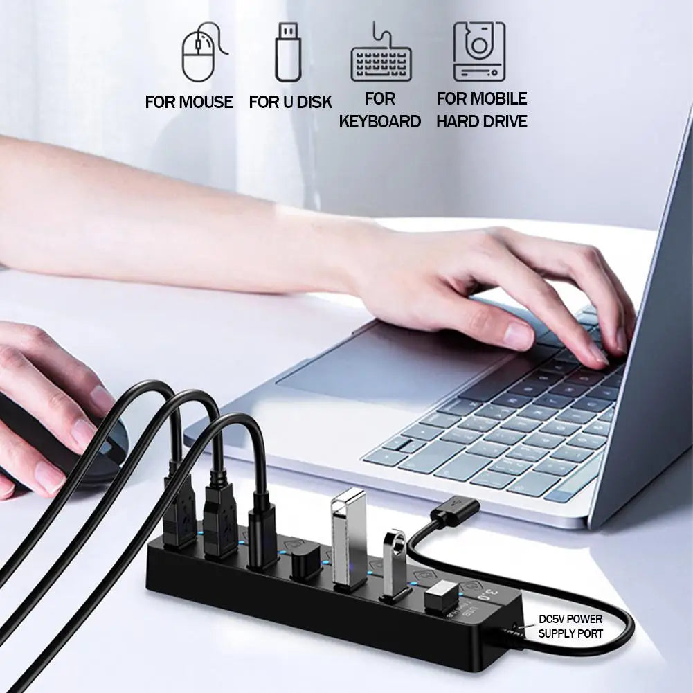USB 3.0 Hub USB Hub 2.0 Multi USB Splitter Hub 30cm Long cable Multiple Expander for Computer Laptop PC Accessories Usb adapter Qme