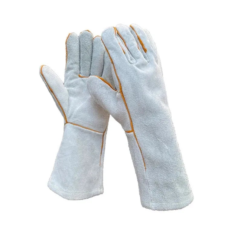 1PCS Cowhide Aluminum Foil High Temperature Resistant Welding Gloves Heat Insulation Fireproof Spark Protection Hand Shield Qme