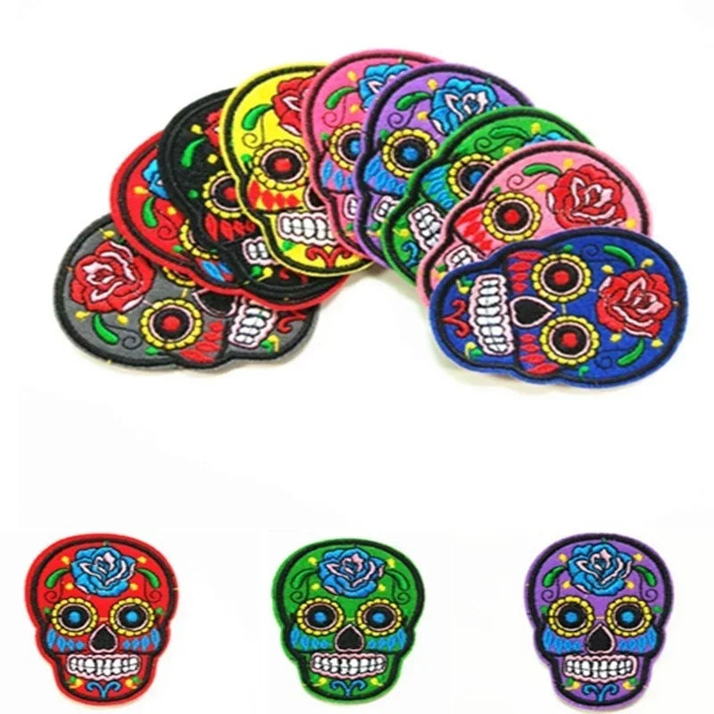 Creative Multi-color Skull Costume Patches Halloween Embroidery Qme