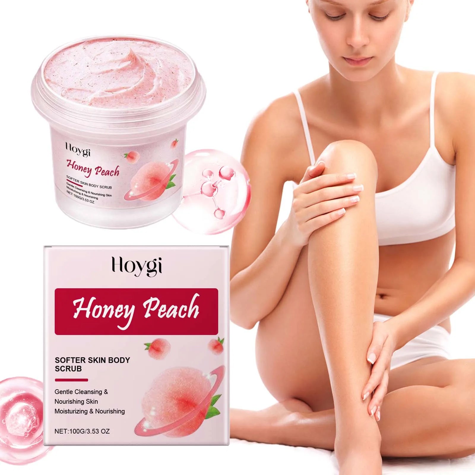 Honey Peach Softer Skin Body Scrub Gentle Exfoliating Cleanser Brightening Deep Cleaning Moisturizing Shiny Smooth Body Scrub Qme