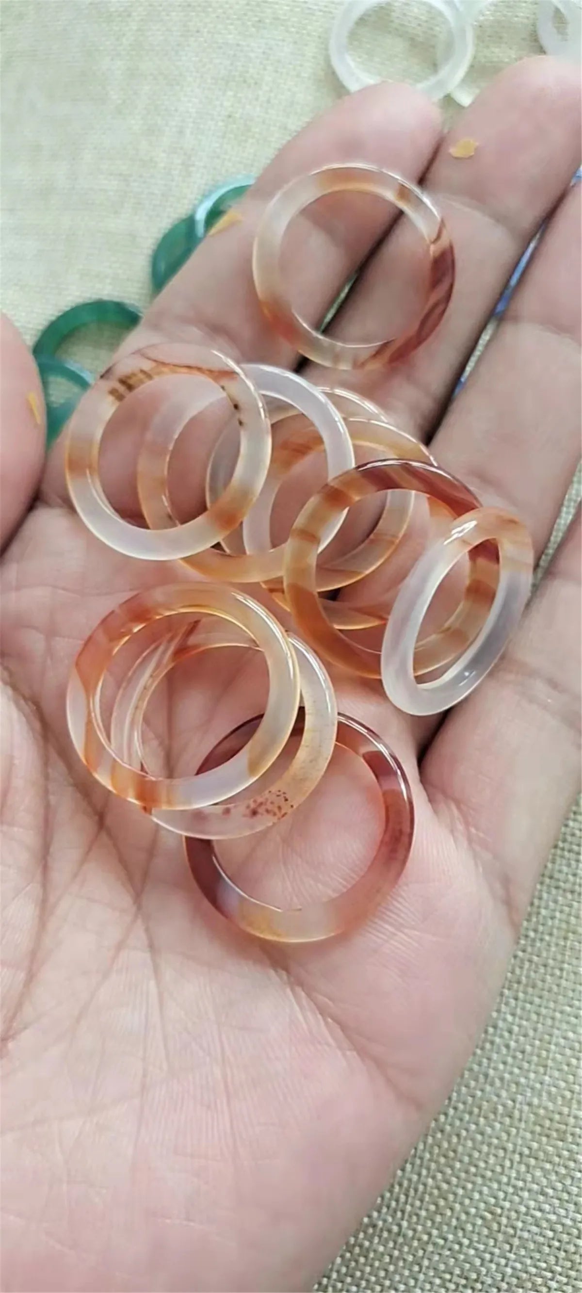 Chinese Style Imitation Natural Glass Ring Ancient Court Fashion Minimalist Couple Ring Glass Jewelry Charming Gift Wholesale Qme 1 piece 1
