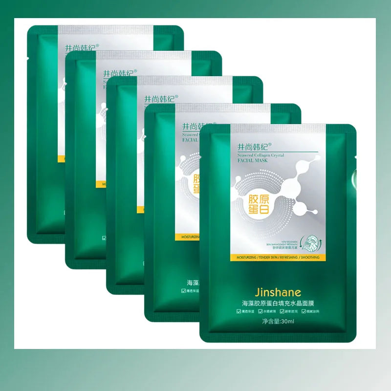 Seaweed Collagen Filling Crystal Mask Jelly Moisturizing Wrinkle Removal Skin Transparent Mask Skin Care Masque Beauty Health Qme 5pc