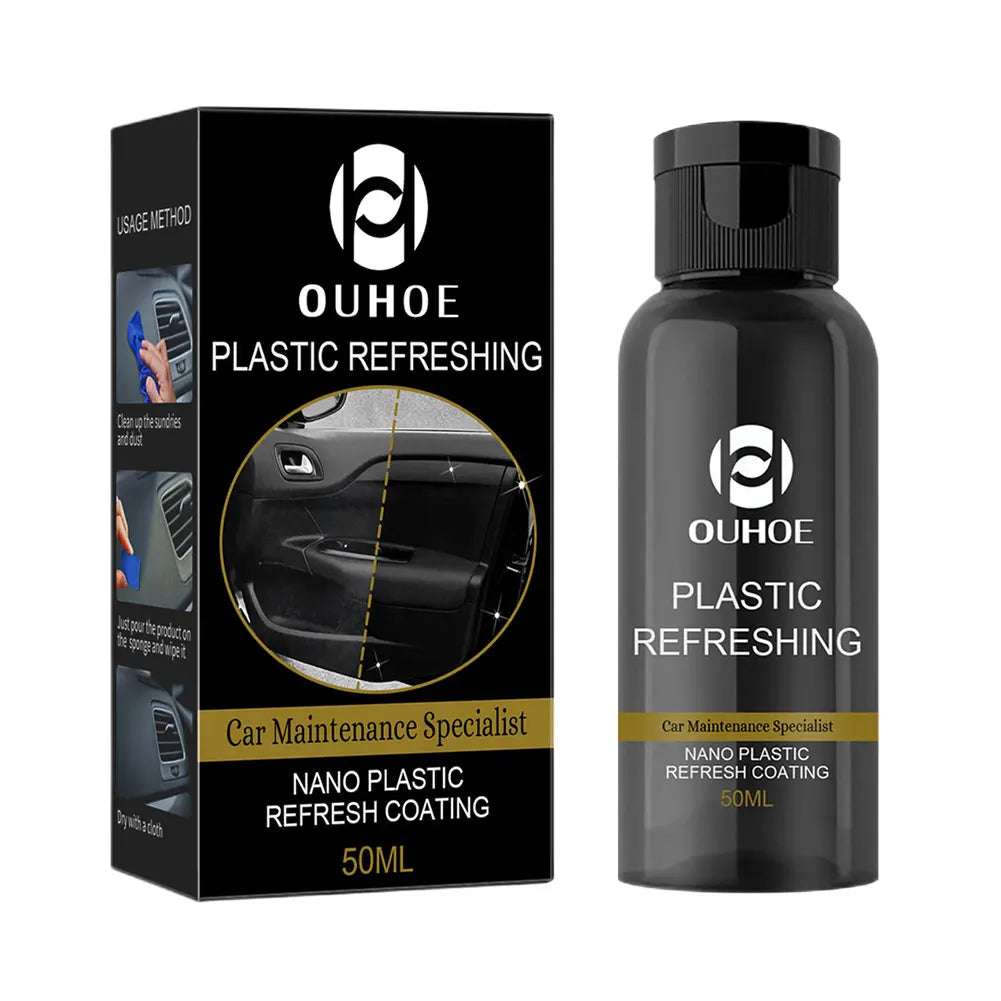 Plastic Refurbish Cleaning Cleaner with Sponge Brush and Wipe Renovation Agent Repair 30/50ml for Automotive Interior Cleaning Qme 50ml