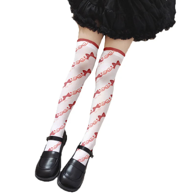 Girl Long Tube Sexy Cute Sweet Lolita Thigh Stockings Cartoon Knee Qme style4 One Size
