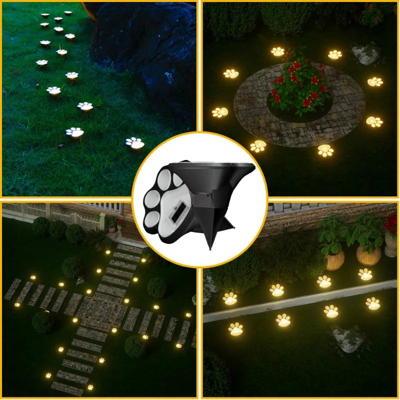 Solar Lawn Light LED Simulation Dog Footprint Floor Plug Outdoor Qme