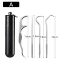 Portable Toothpick Floss Teeth Cleaner Oral Cleaning Stainless Steel Qme A