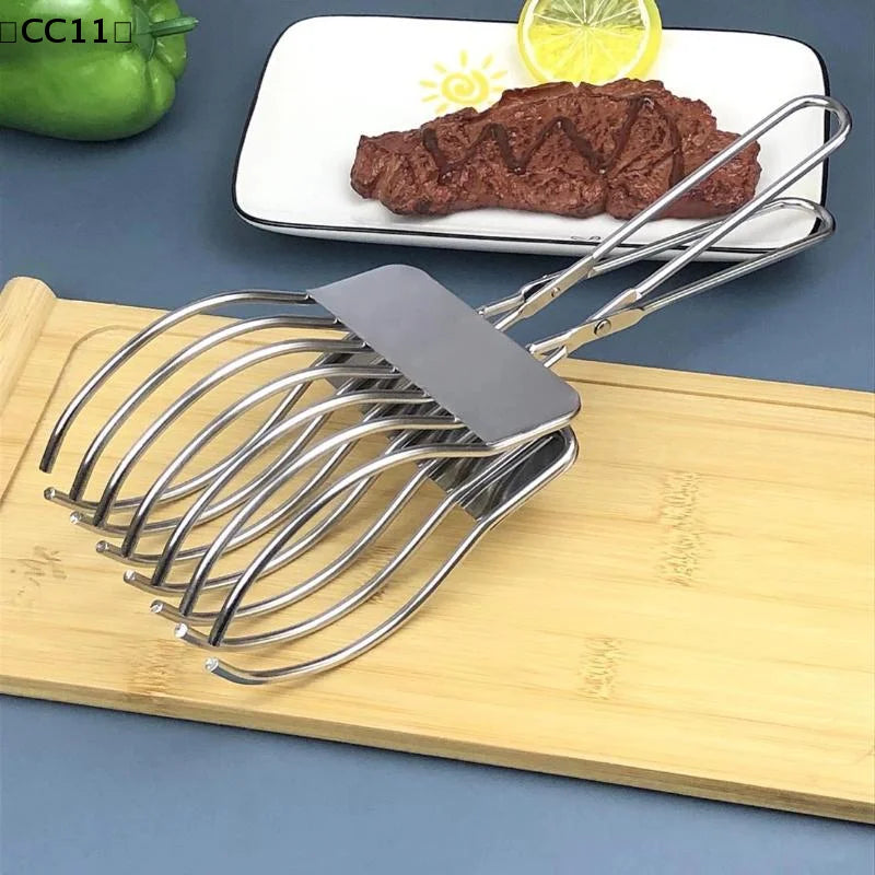 Stainless Steel Roast Meat Bread Cutting Tongs Effortless Slicing Qme
