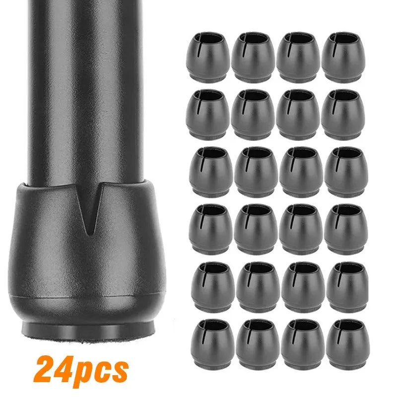 24Pcs Silicone Table Chair Leg Mat with Felt Non-slip Floor Desk Rubber Feet Pad Protection Bottom Cover Cap Woodfloor Protector Qme Black & White