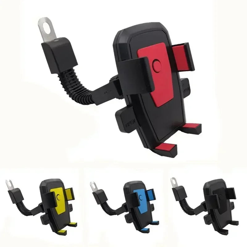 Motorcycle Electrical Car Mobile Phone Bracket Non-slip Anti-vibration Rearview Mirror Rotatable Automatic Lock Riding Holder Qme