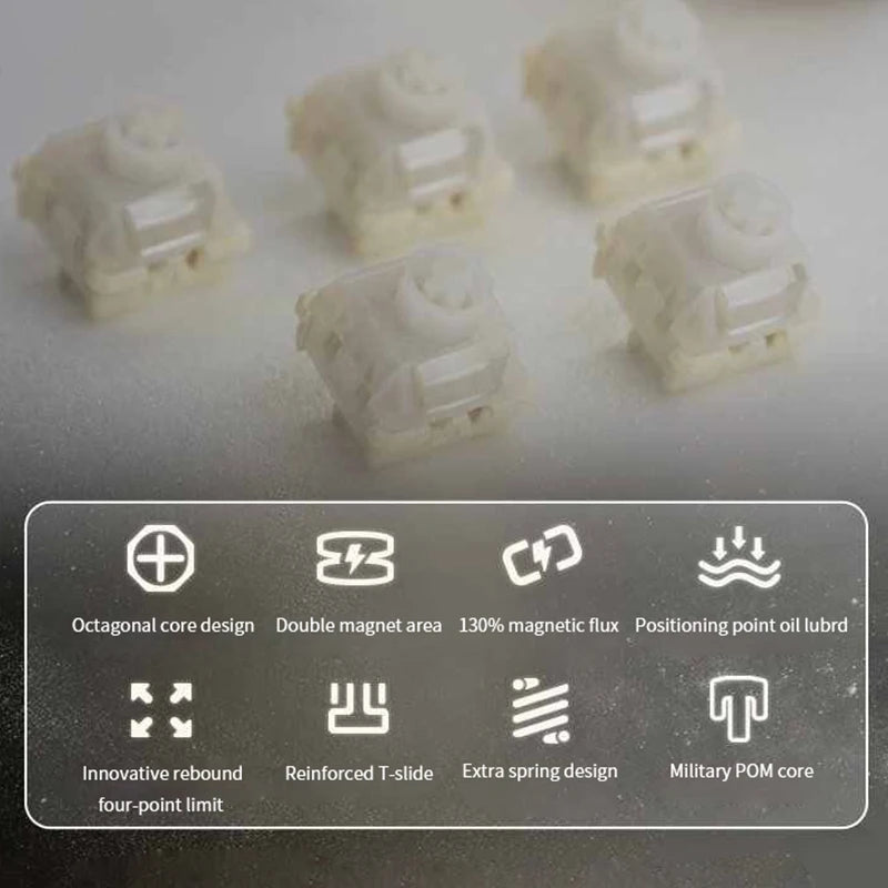 WuqueStudio WS Flux Magnetic Switch 35gf Factory Lubrd Magnetic Linear Switch HE Magnetic Keyboard Custom Hot Swap Switch RGB Qme