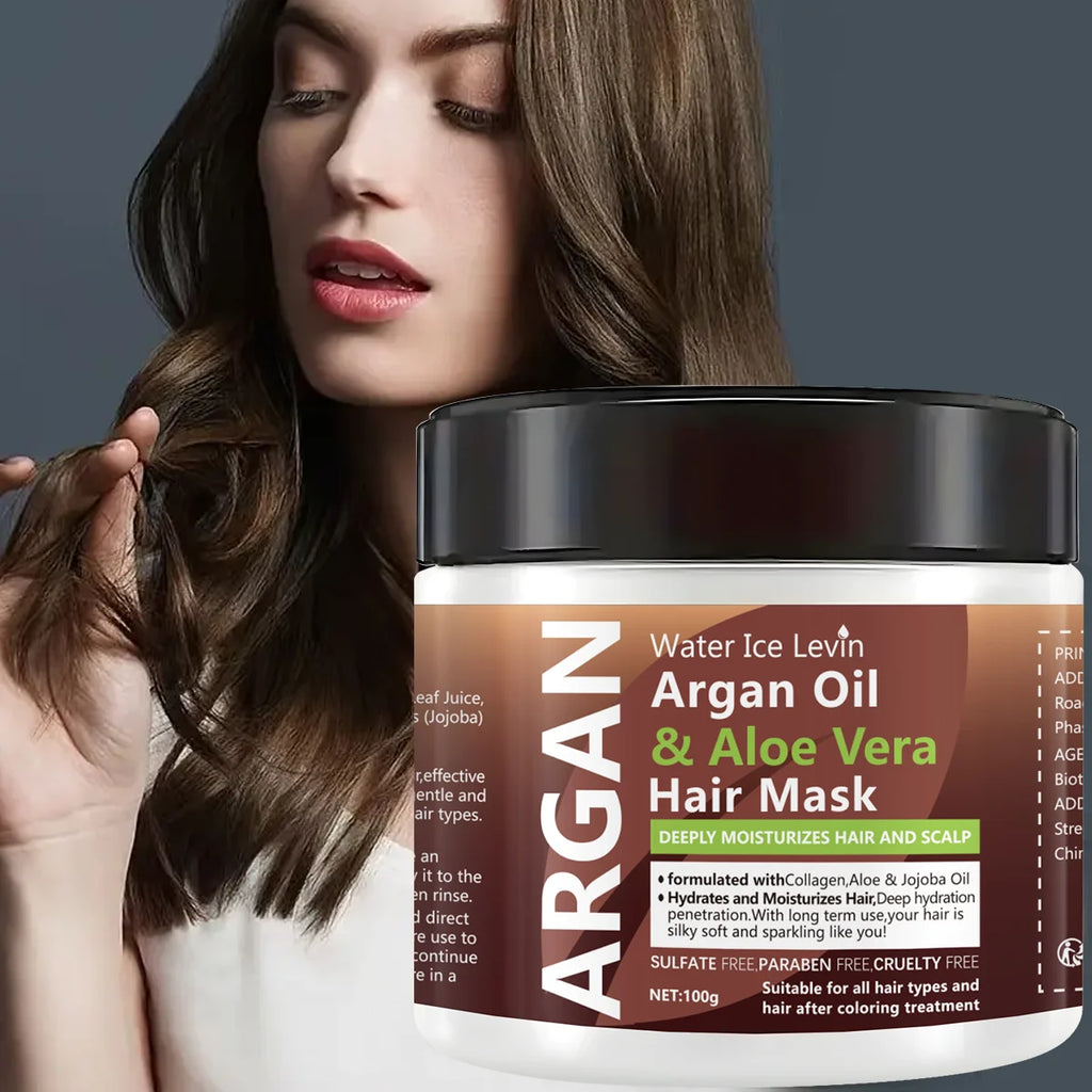 Argan Oil Aloe Vera Hair Mask Dual Oil Control Moisturizer Conditioner Soft Smooth Frizz Damaged Repair Revitalize Hair Care Qme