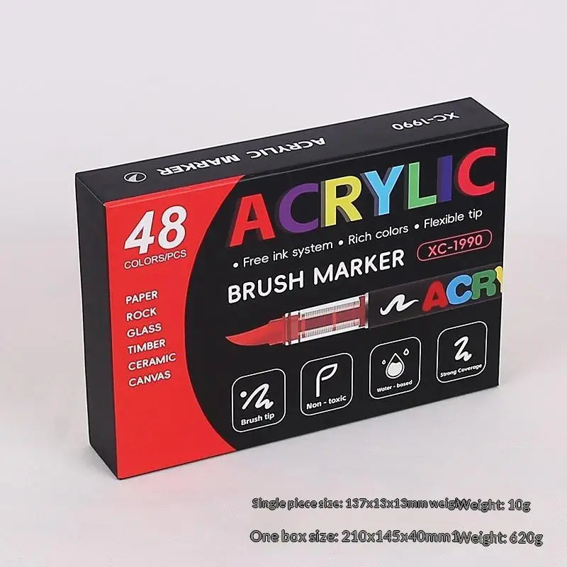 Acrylic Brush Markers Non Toxic Rich Colors Drawing Crafting Paper Qme G