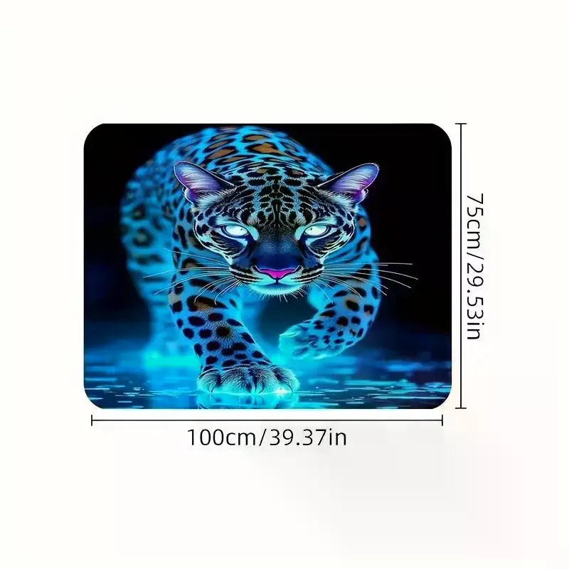 Blue Cheetah Print Car Trunk Mat Suitable All-weather Cargo Lining Qme
