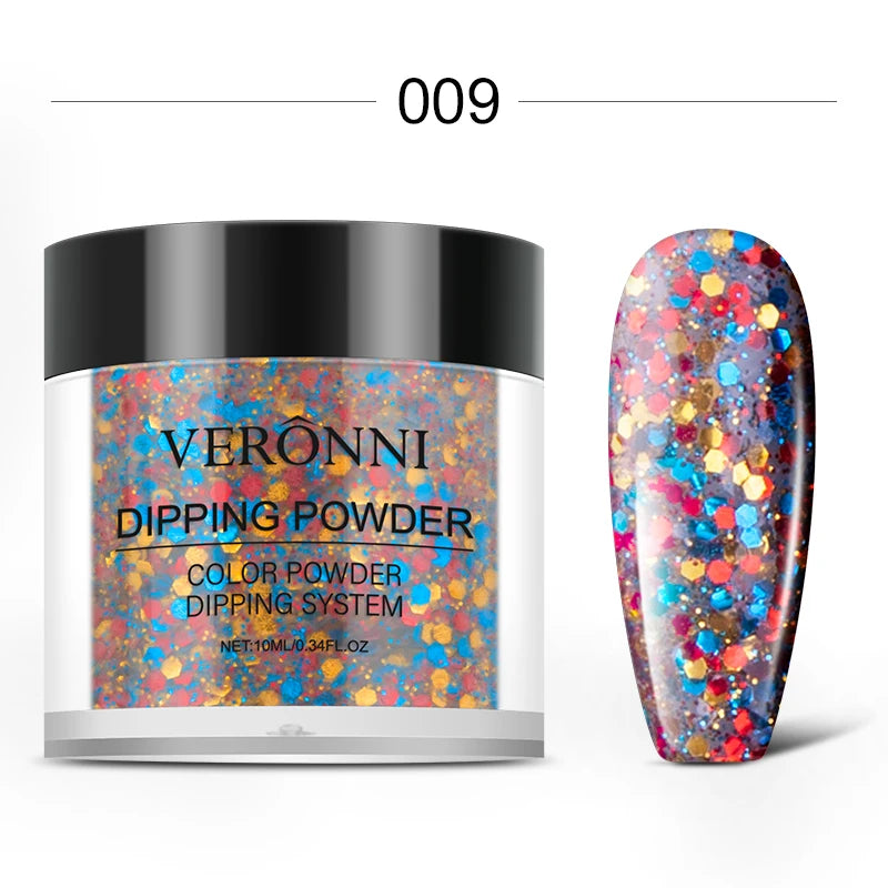 Nail Dipping Powder 6 Solid Colors Glitter Diamond Sequins Qme 09