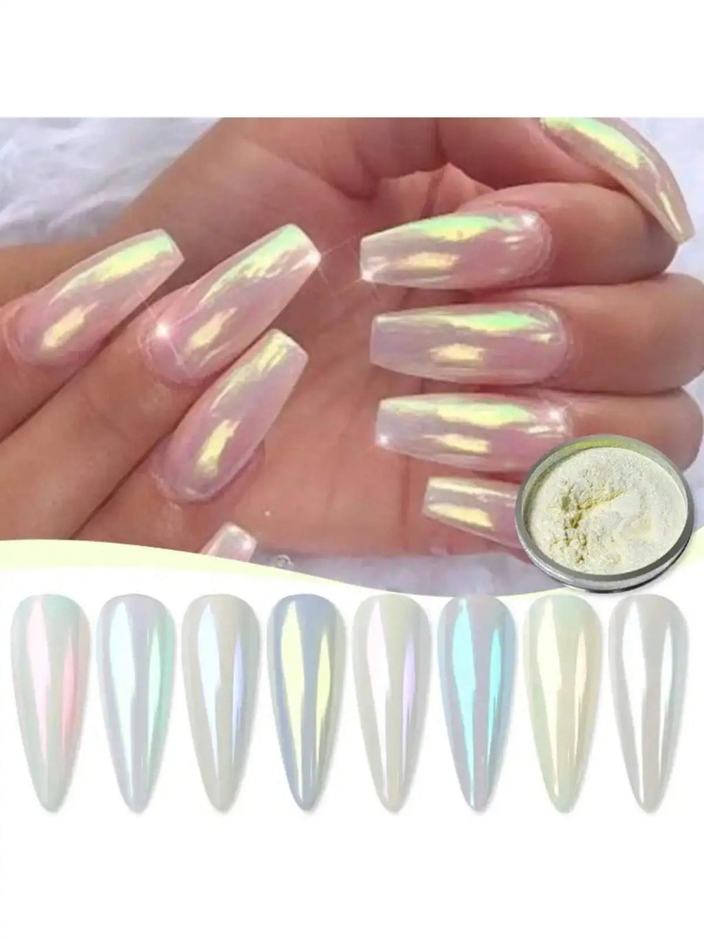 6 Bottles Nail Art Glitter Powder Aurora Fine Magic Mirror Decorations Qme