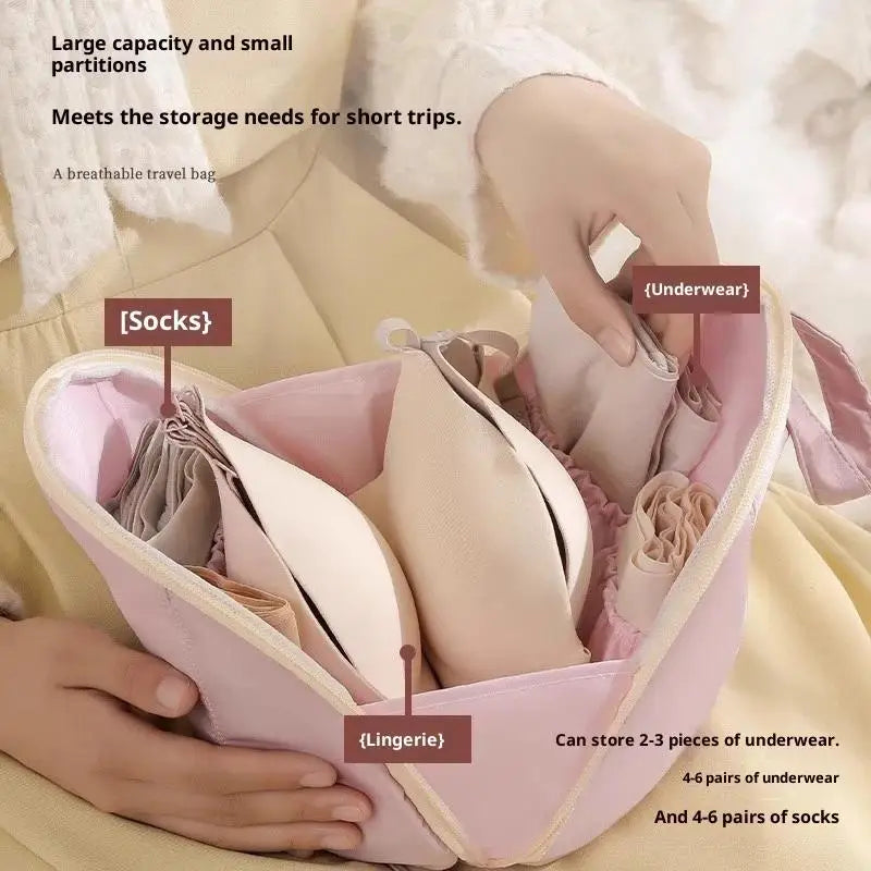 Travel Underwear Socks Bra Organizer Bag Polyester Fiber Handheld Qme