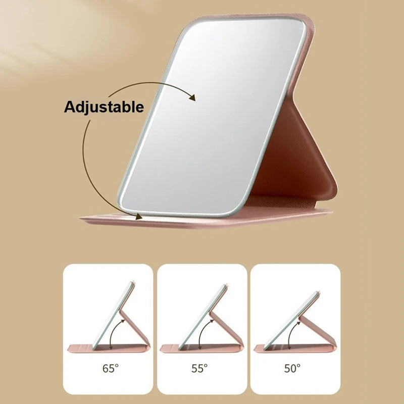 Foldable Makeup Mirror Simple Portable Handheld Desktop Dual-use Qme