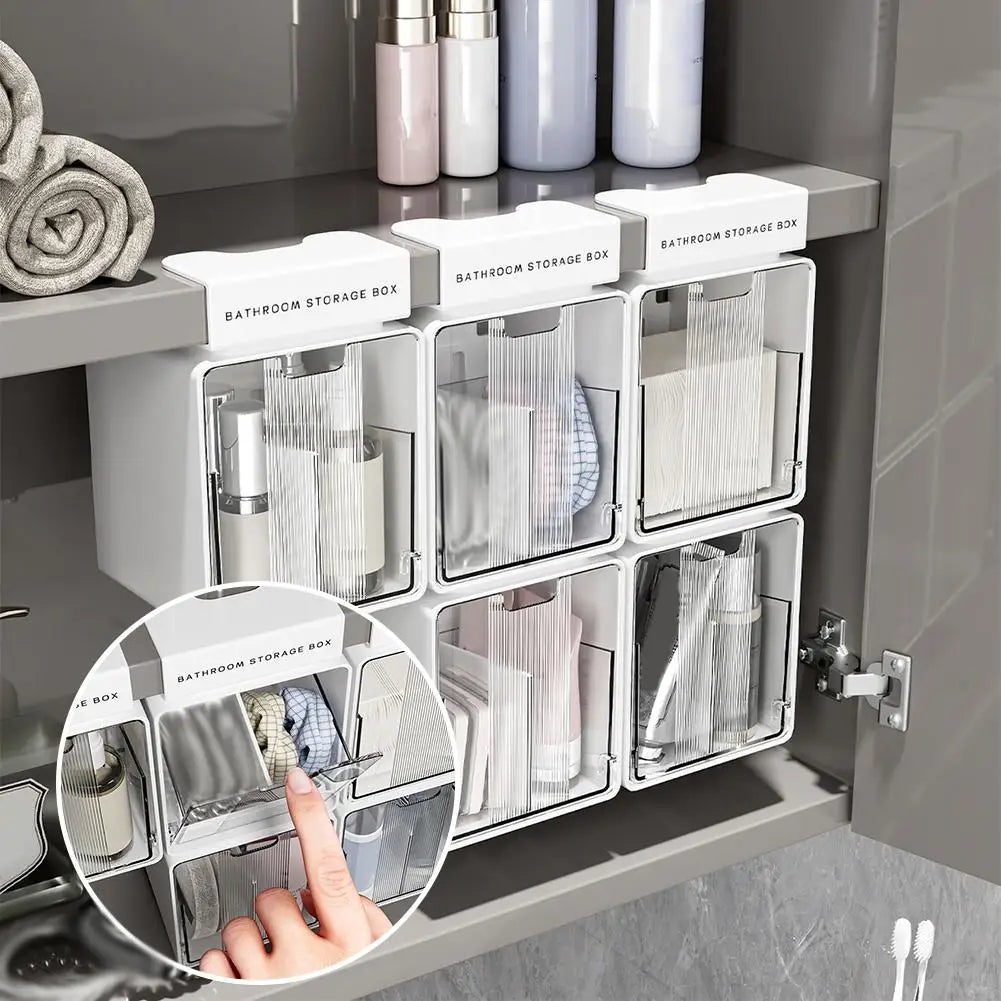 Transparent Storage Box Pull-out Cotton Stick Makeup Bathroom Drawer Qme