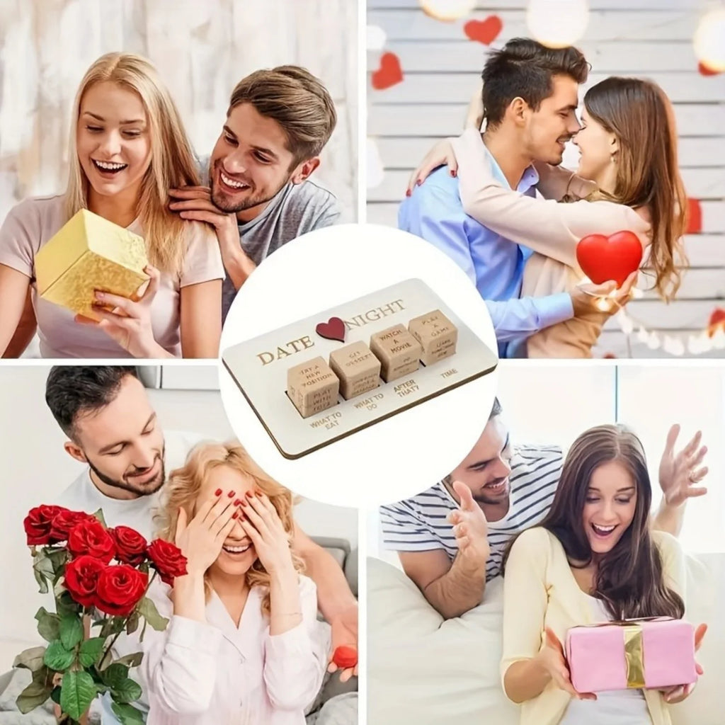 Date Night Dice 4PCS After Dark Edition Date Night Wooden Dice Game for Couples Wood Reusable Couple Anniversary Date Dice Qme