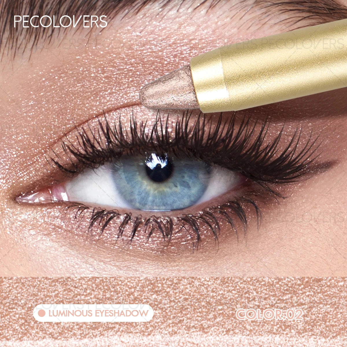 2-in-1 Eye Brightener Stick Sponge Makeup Brush Shimmer Matte Brown Qme 02