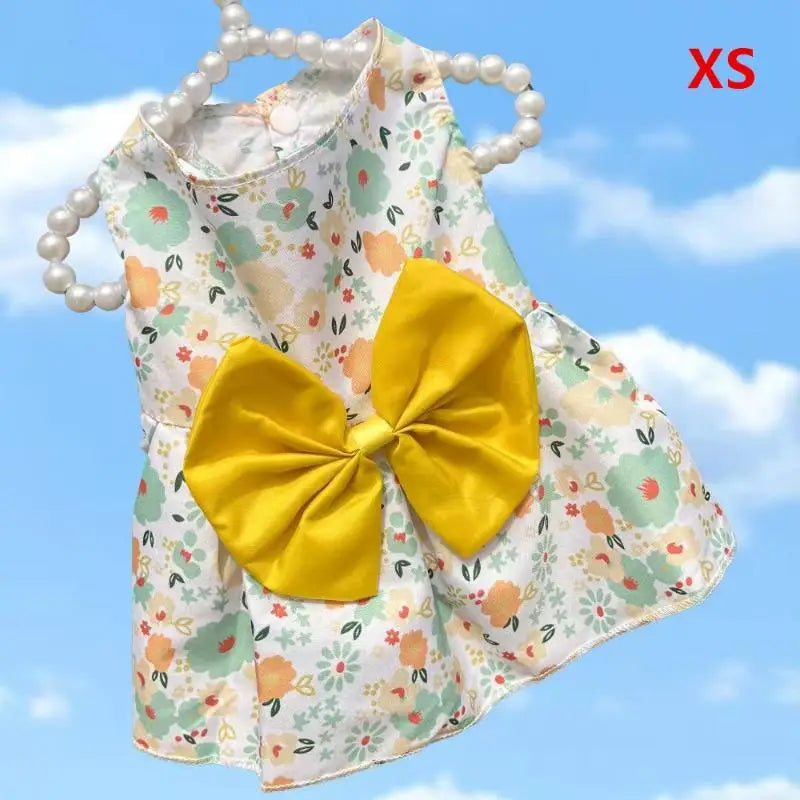 Princess Skirt Butterfly Bowknot Pet Poodle Cat Costume Floral Qme YLXS